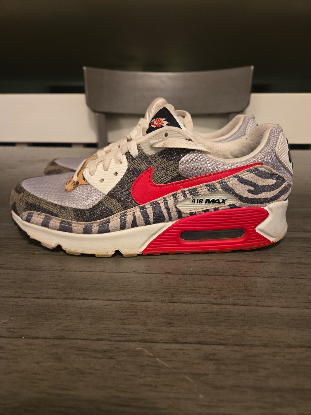 Nike Air Max Kids' Grey & Red Zebra-Pattern Sneakers